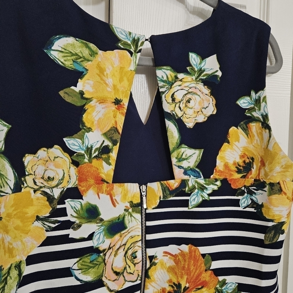 CB Blue/White/Yellow Floral Sleeveless Dress Size 16 - Picture 6 of 11